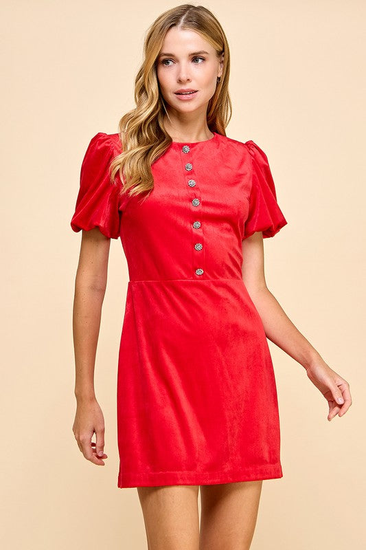 Cherry Velvet Charm Dress