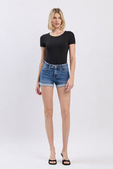Lovervet | High Rise Double Cuff Denim Shorts