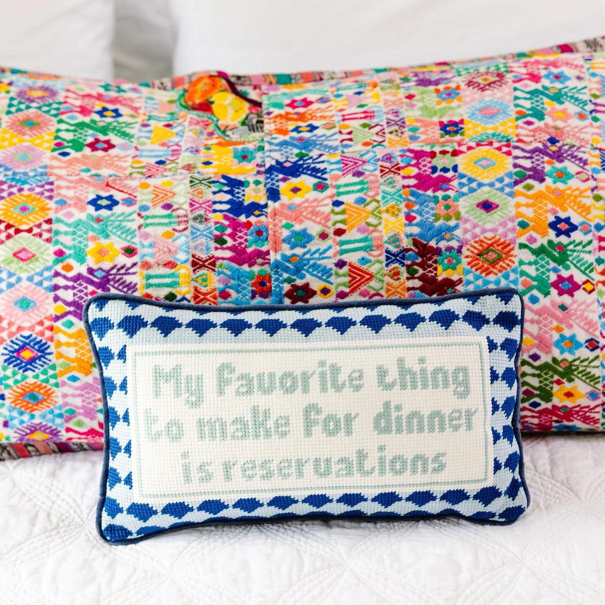 Furbish | Reservations Needlepoint Pillow