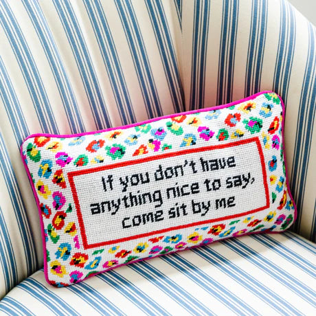 Furbish | Come Sit By Me Needlepoint Pillow