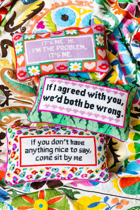 Furbish | Come Sit By Me Needlepoint Pillow