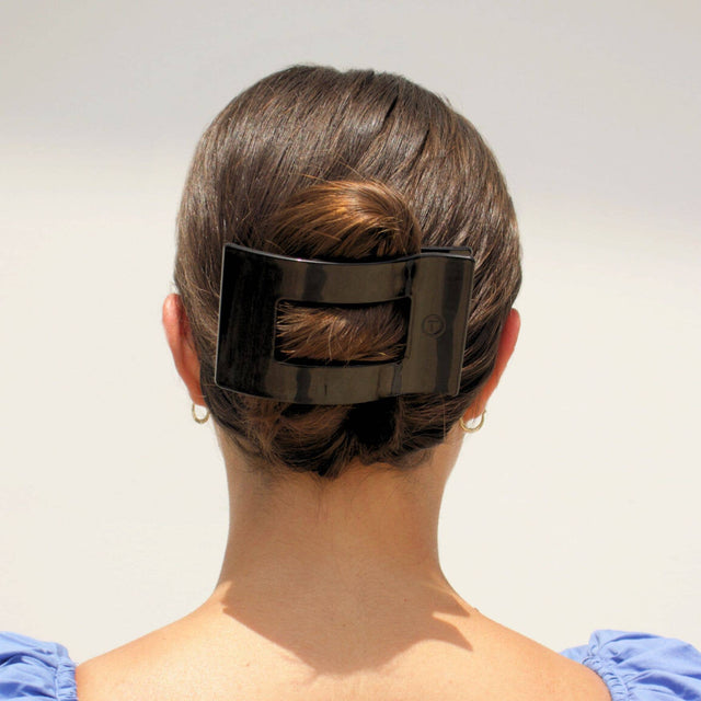 Teleties | Flat Rectangle Hair Clip | Large | Jet Black
