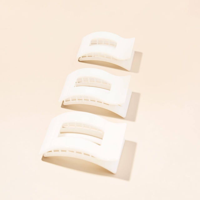 Teleties |  Flat Rectangle Hair Clip | Medium | Coconut White