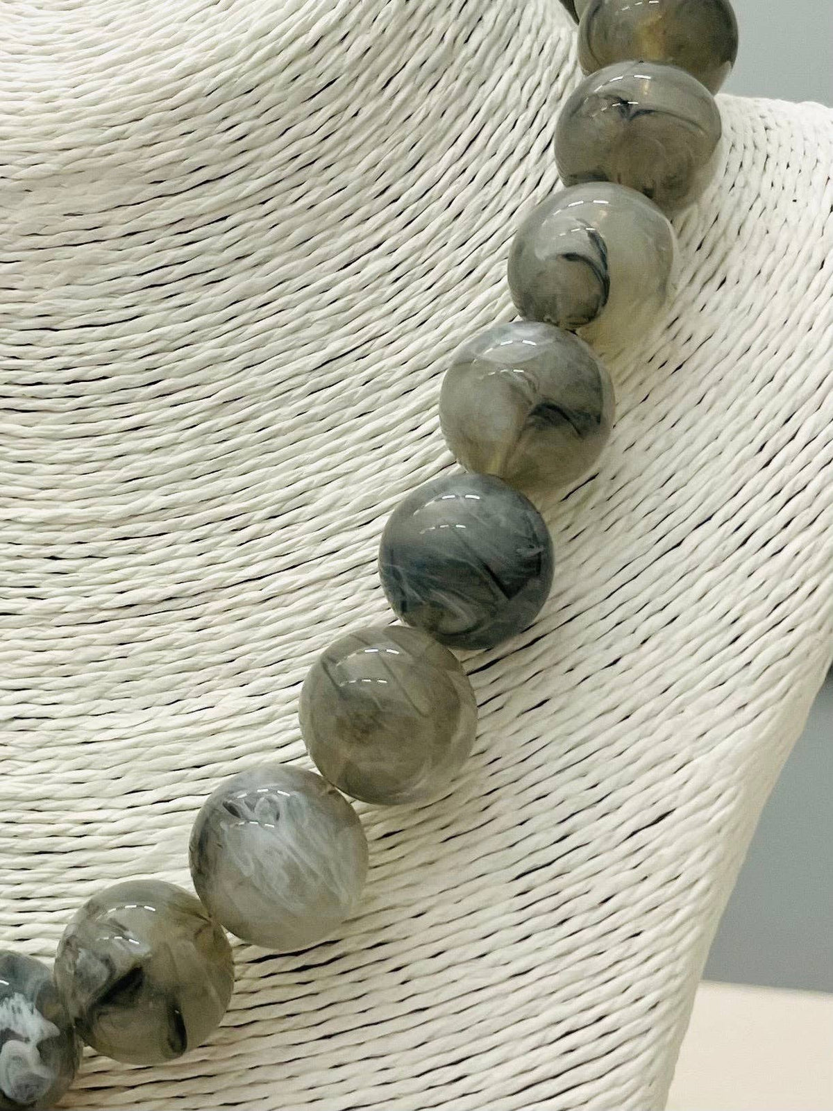 Two Forty Two | CHIC | Pendant on Beaded Necklace - Marbled Gray