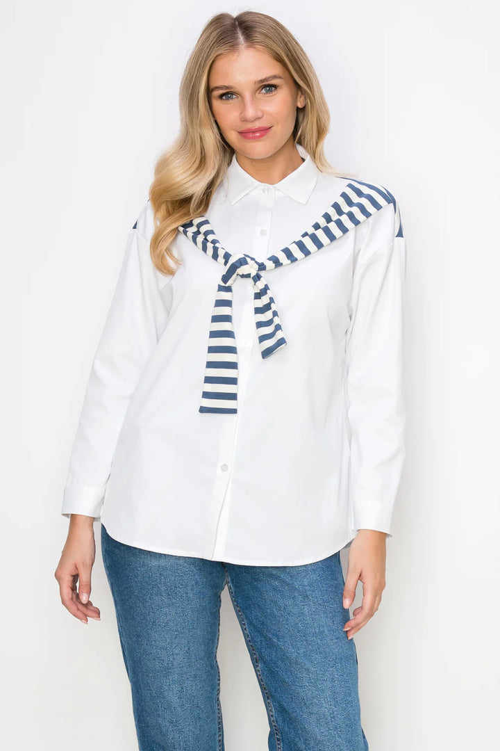 Willette Top with Stripe Front Ties