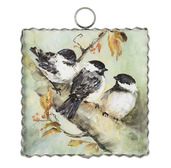 The Round Top Collection | Mini Rosie's Chickadees Times Three Print