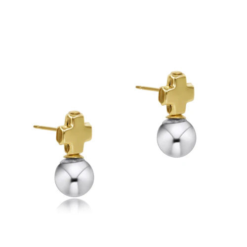 Enewton | Signature Cross Mixed Metal Stud - Classic Sterling