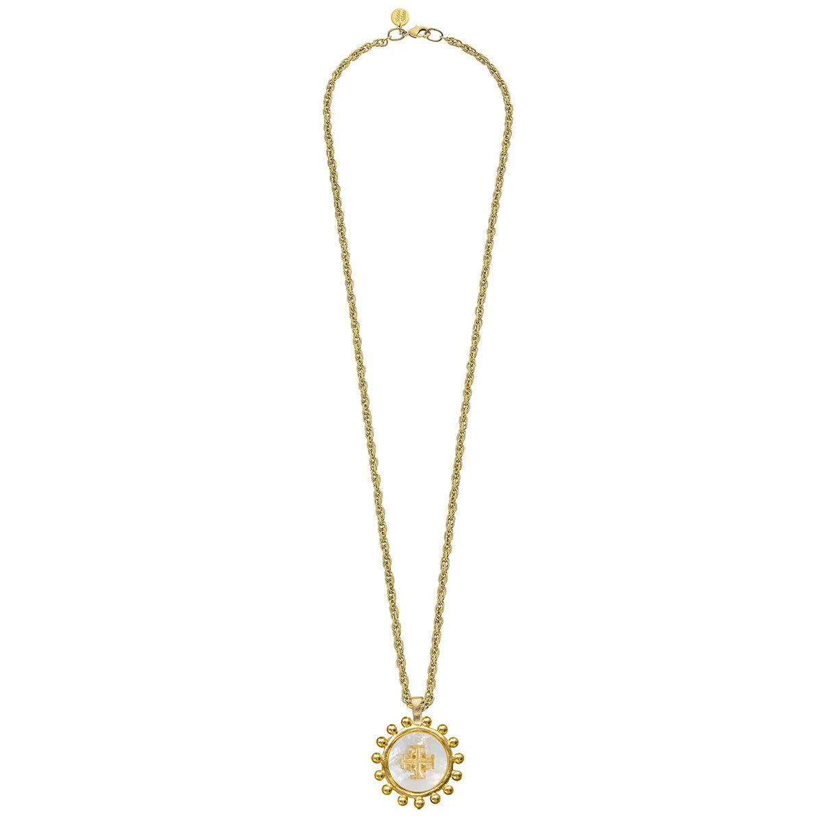 Susan Shaw | Long Mother of Pearl Jerusalem Cross Necklace