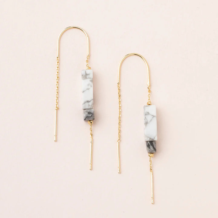 Scout | Rectangle Stone Earring - Howlite/Black/Gold