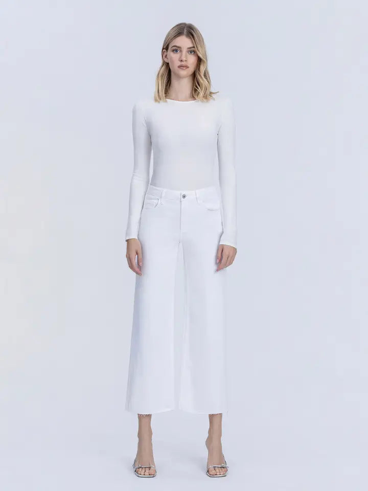 Vervet | High Rise Optic White Crop Wide Leg Jeans