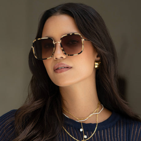 Freyrs | Cosmo Acetate Womens Square Sunglasses - Milky Tortoise
