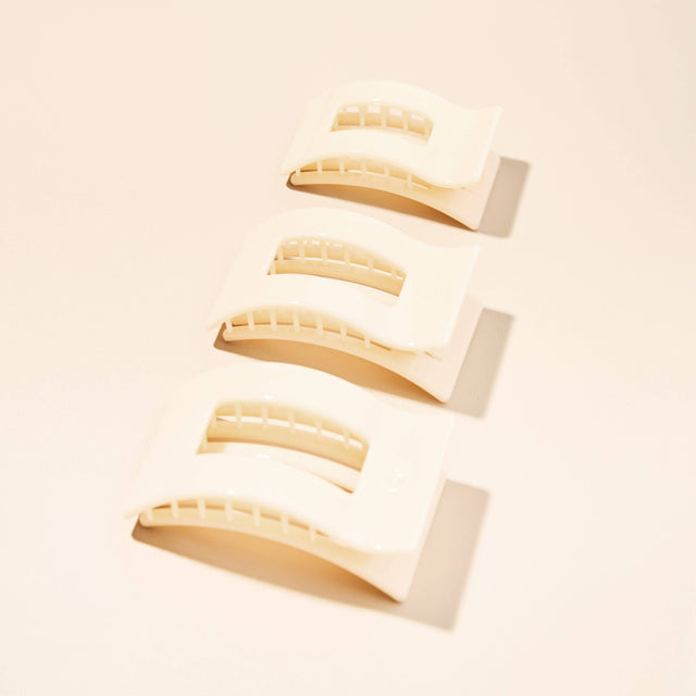 Teleties | Flat Rectangle Hair Clip | Large | Almond Beige