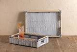 Woven Blue & White Tray Set