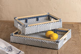 Woven Blue & White Tray Set