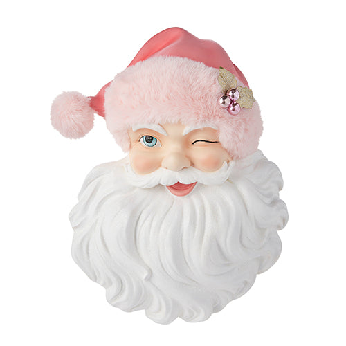 18" Santa Face with Pink Hat Wall Art