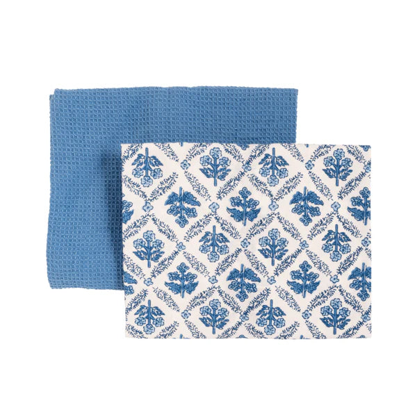 Mudpie | Blue Floral Stem Towel Set