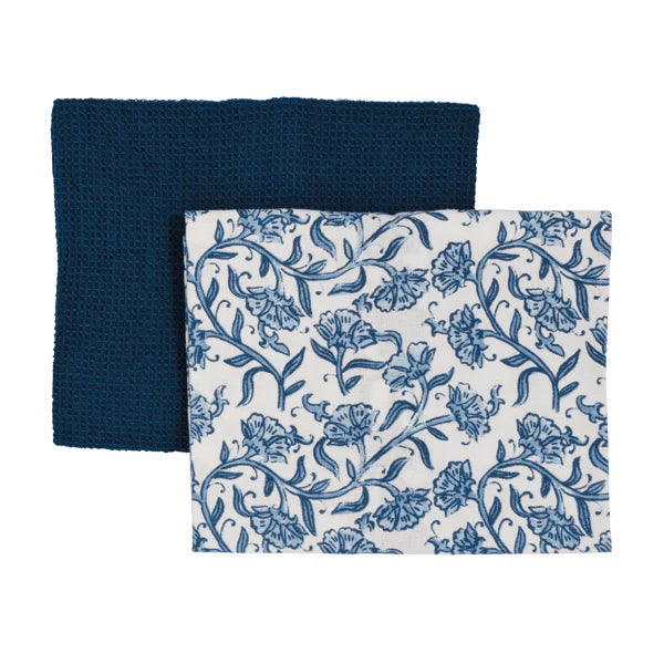 Mudpie | Blue Floral Pattern Towel Set