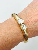 Two Forty Two | CHIC | Simple Elegance Hinged Bracelet - Matte Gold/Clear CZ