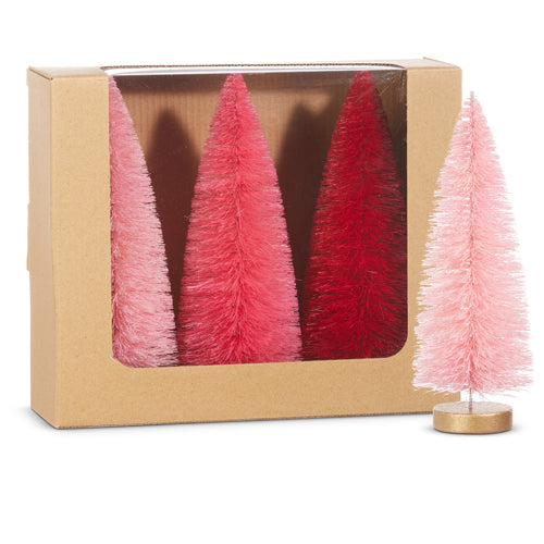 8" Box Of Pink Bottle Brush Trees