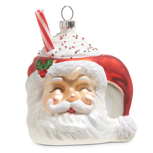 4" Santa Mug with Whipped Cream Ornament