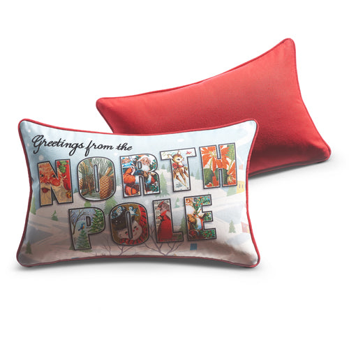 18" Vintage Postcard Lumbar Pillow