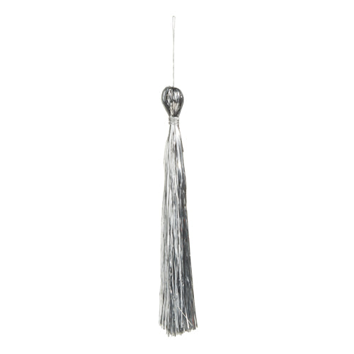 8.5" Silver Tinsel Tassel Ornament