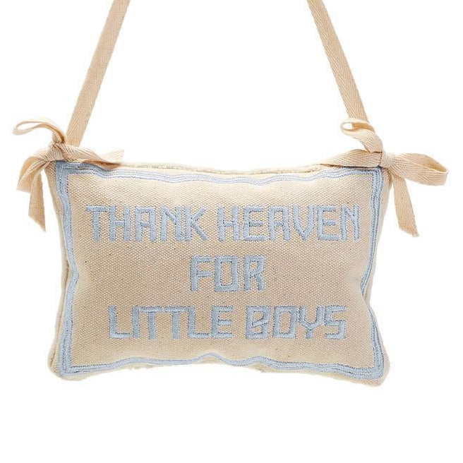 Two's Company | Thank Heaven Embroidered Pillow Door Hanger Décor