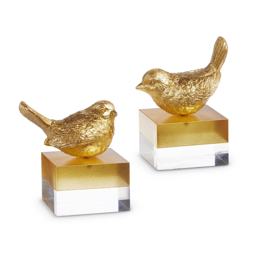 5" Gold Bird on Two Toned Block Set