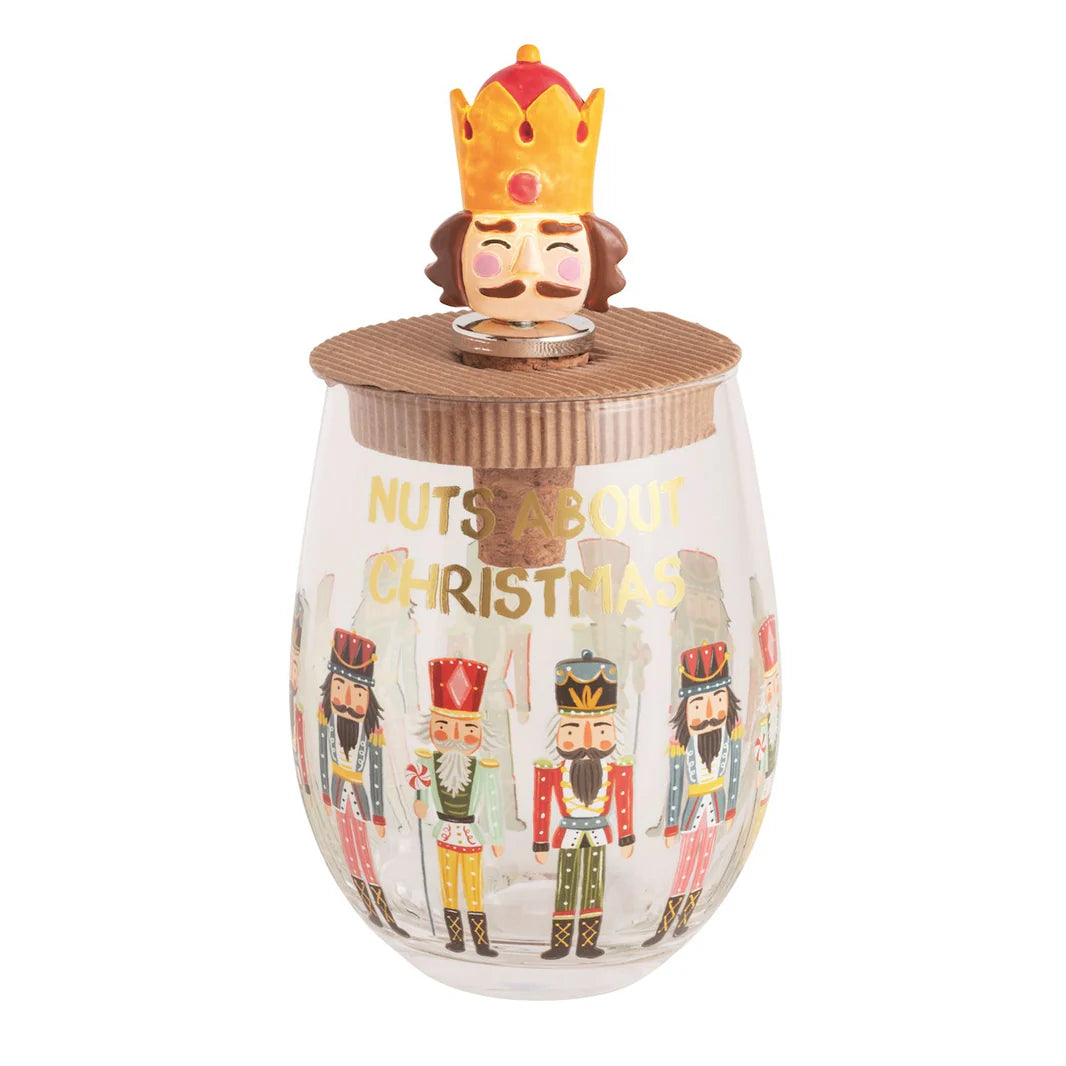Mudpie | Nuts About Christmas Glass & Light-Up Stopper Set