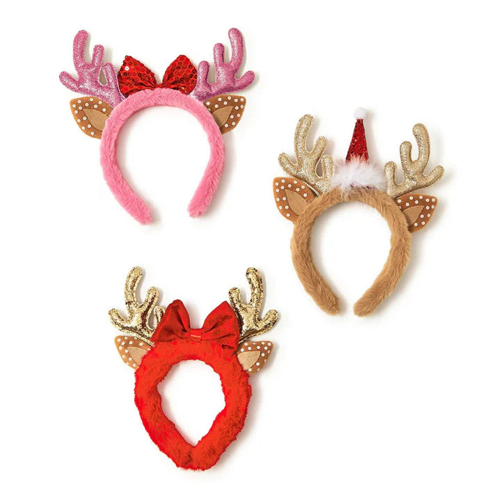 Reindeer Sparkle Hand-Crafted Antlers Headband with Holiday Accents