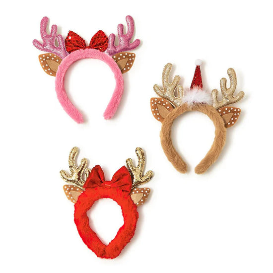 Reindeer Sparkle Hand-Crafted Antlers Headband with Holiday Accents