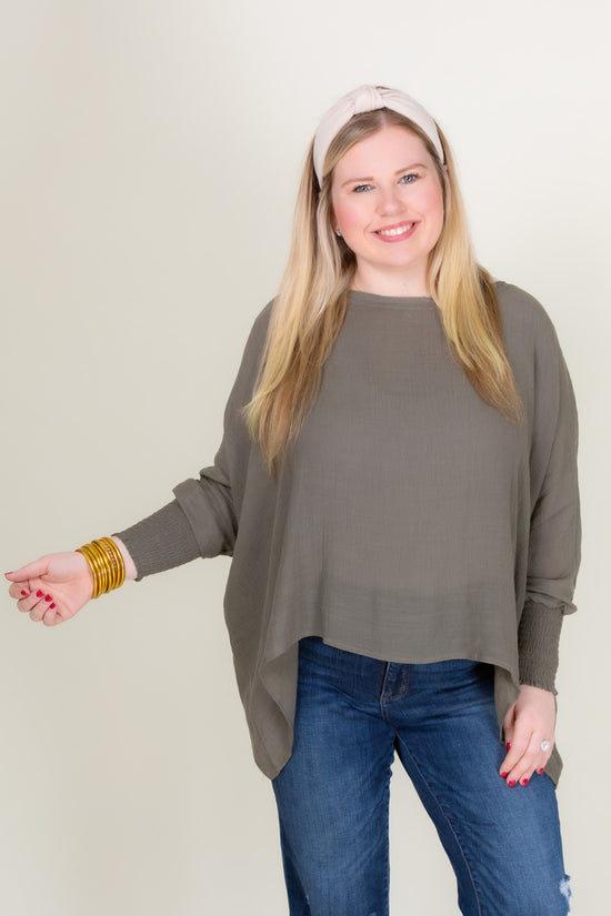 The Amelia Smocked Cuff Sleeve Top