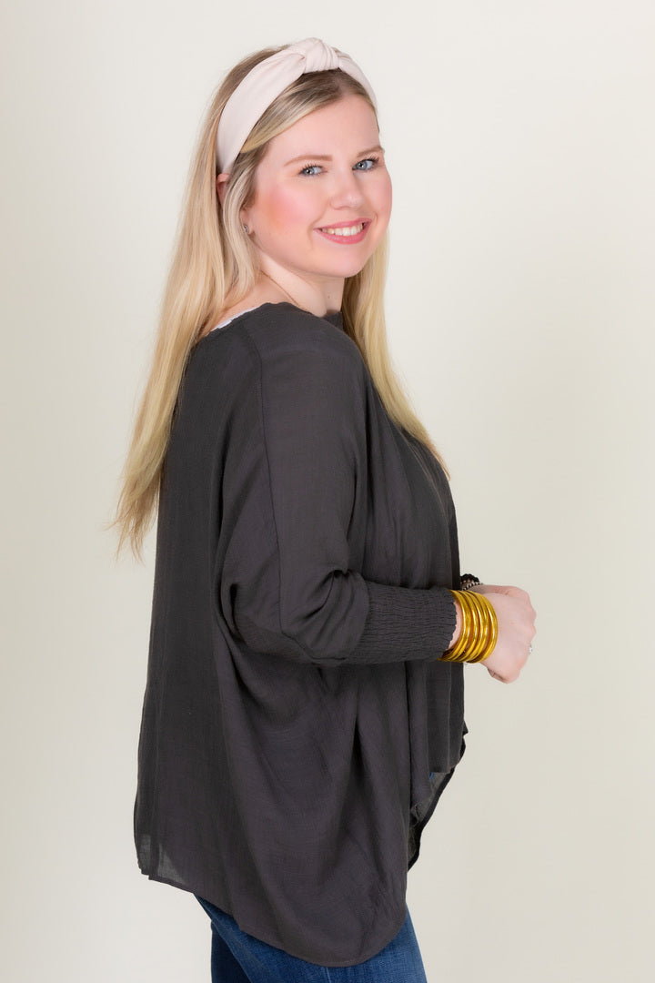 The Amelia Smocked Cuff Sleeve Top