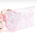 8 Oak Lane | Pink Bow Toile Clear Coated Travel Cosmetic Case