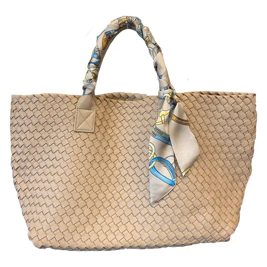 The Hand Woven Tote Bag In Khaki
