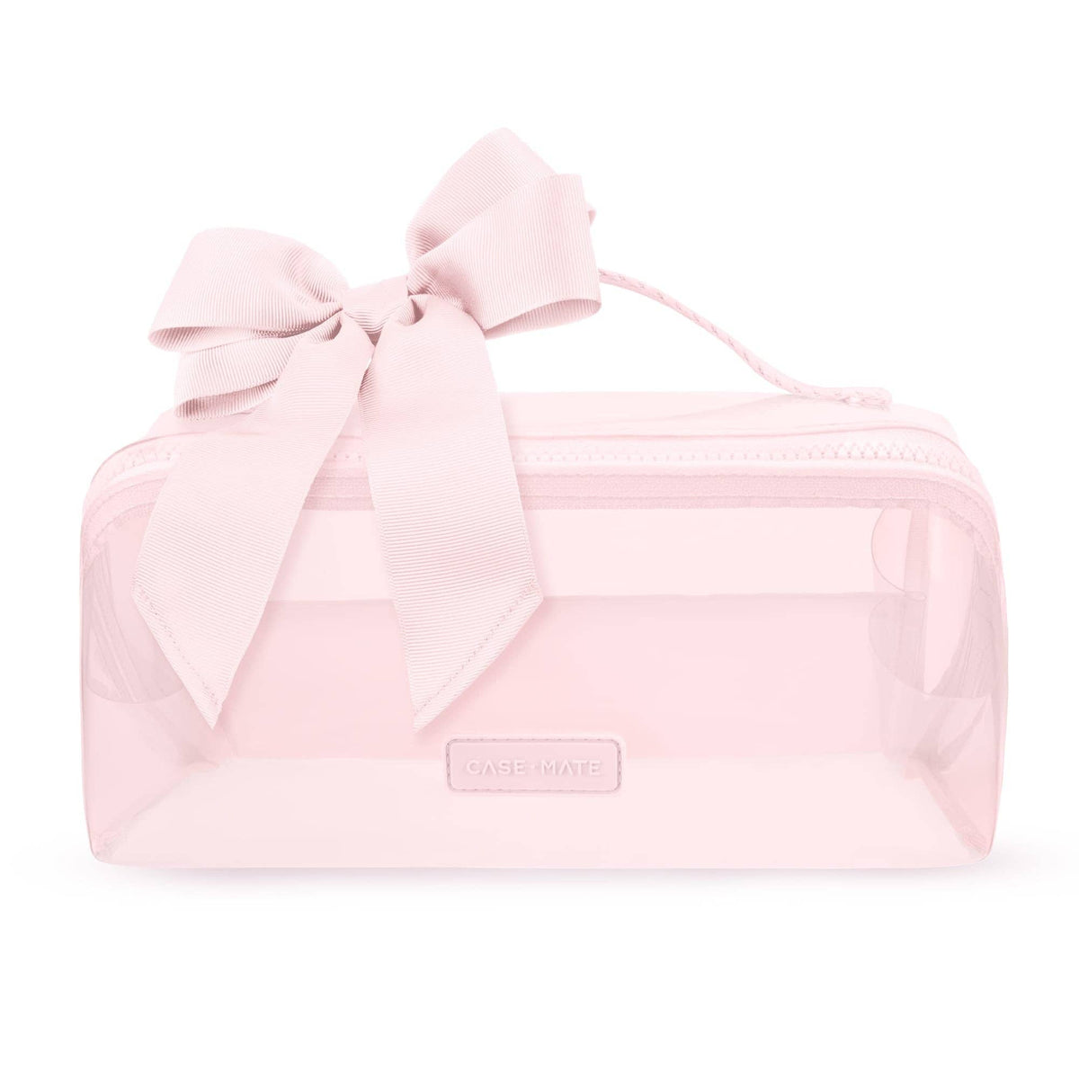 Case-Mate | Jelly Cosmetic Bag – Waterproof Lay-Flat Makeup Bag - Ballet Pink Bow