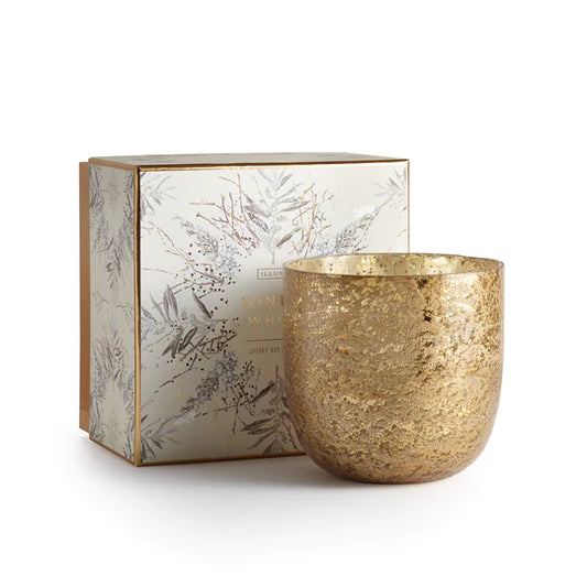Winter White Luxe Sanded Mercury Glass Candle