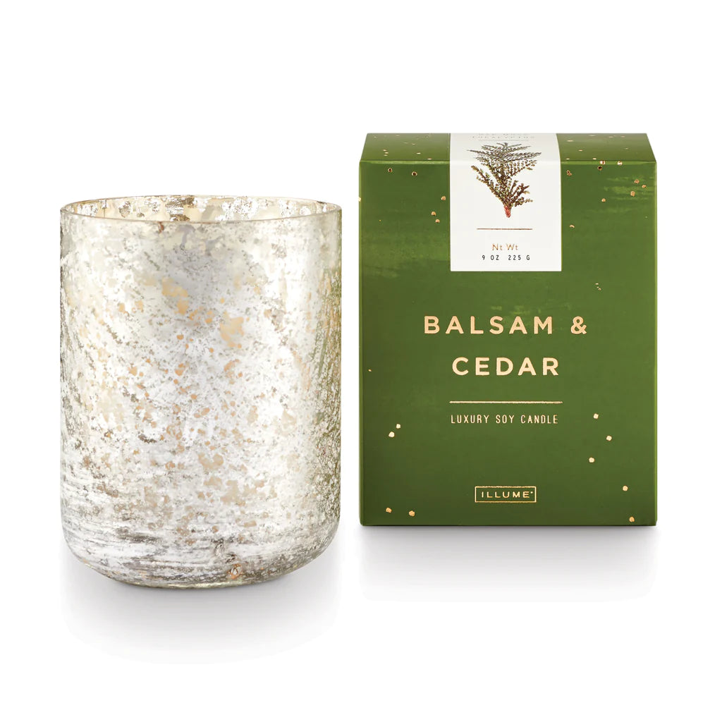 Balsam & Cedar Small Luxe Sanded Mercury Glass Candle