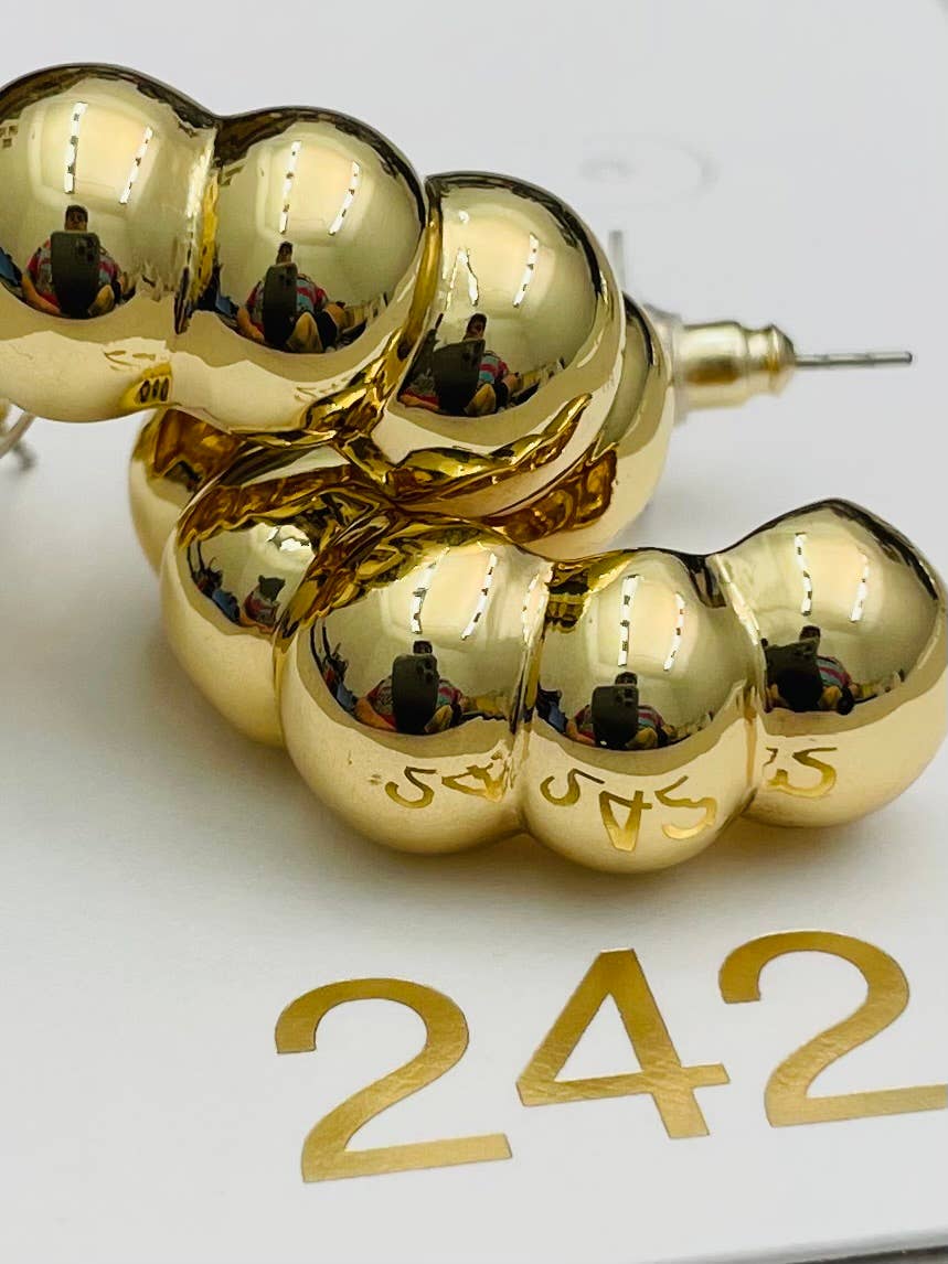 Two Forty Two | GOLDEN | Wide Bubble Hoop - Gold