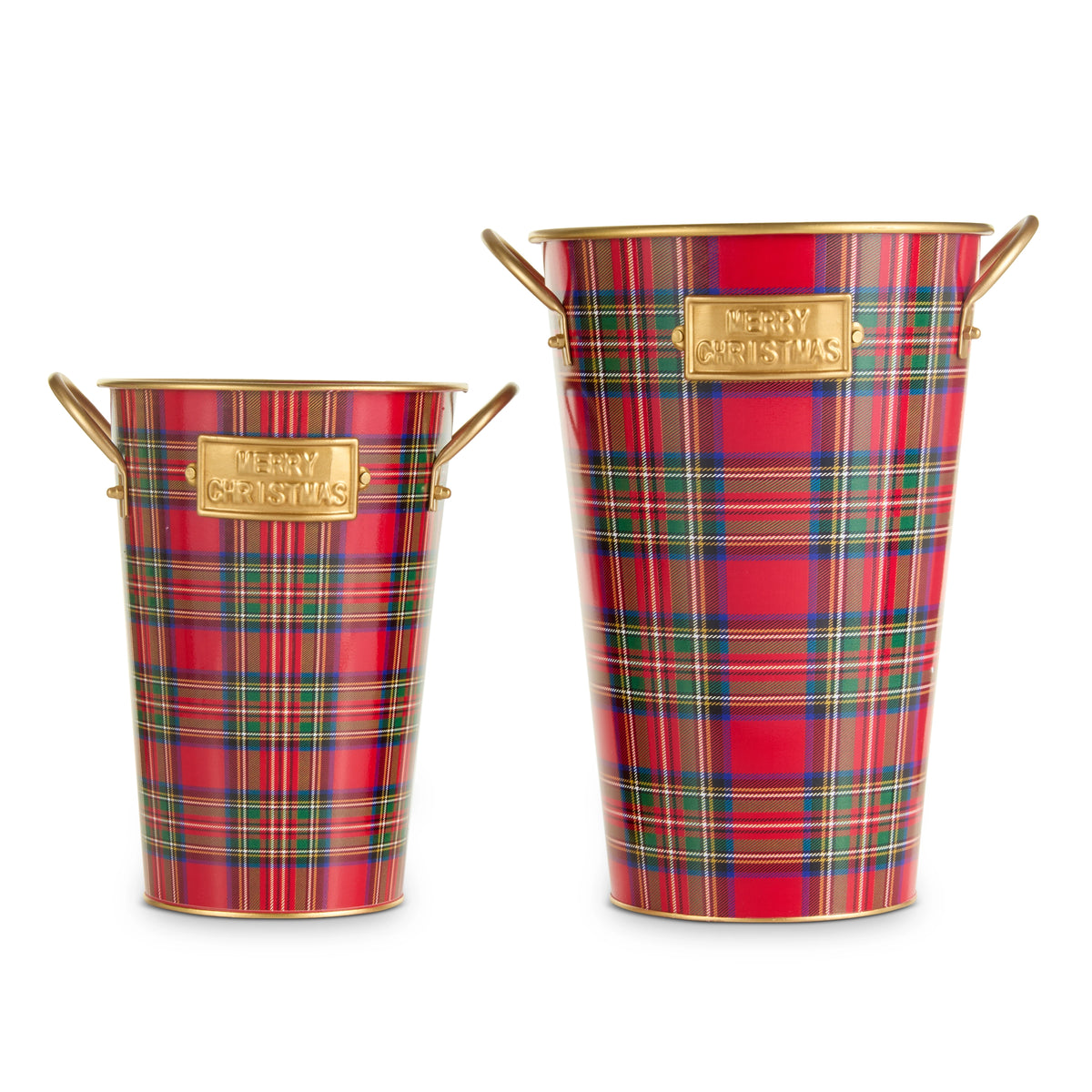 Red, Green and Gold Plaid Bucket Decor