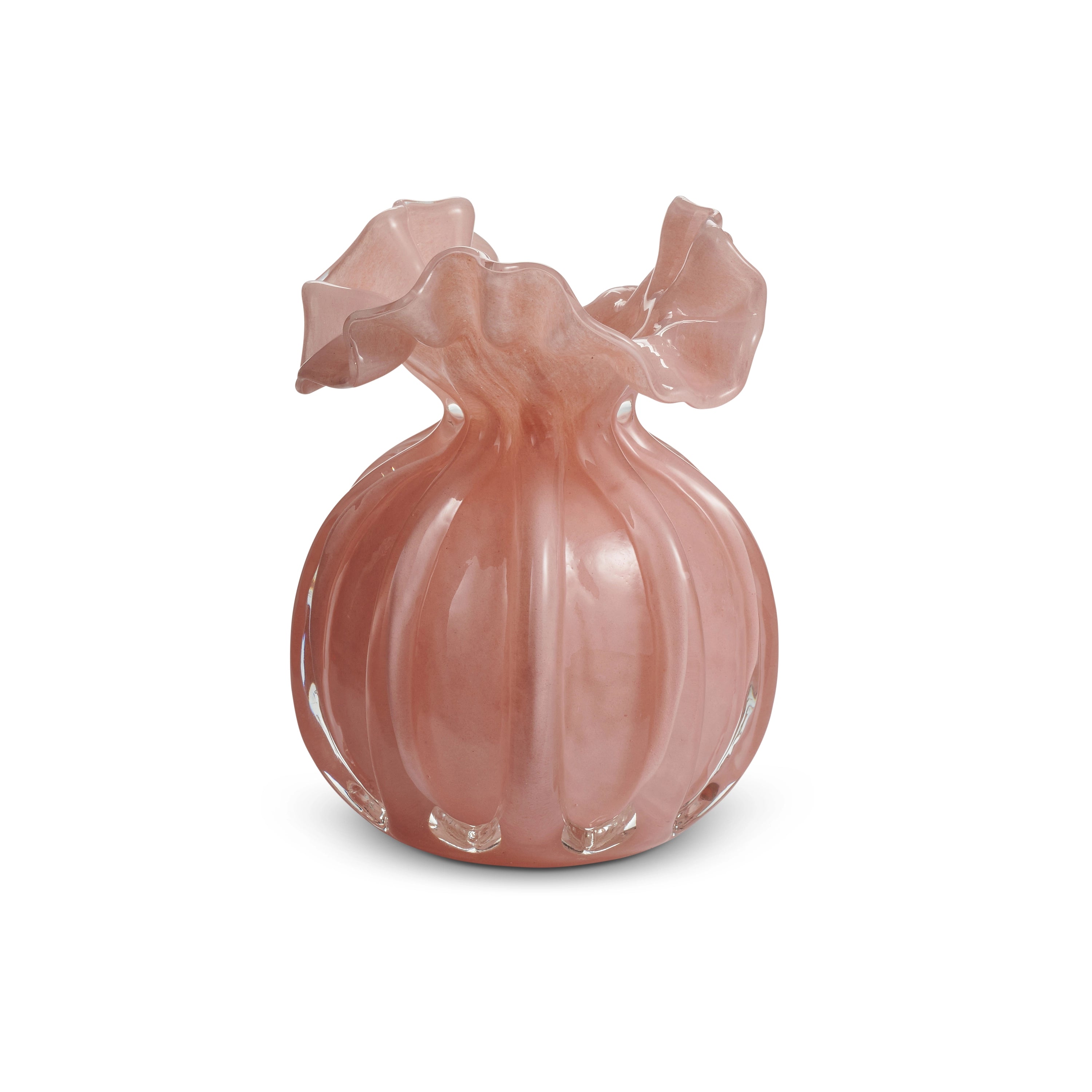 4.25" Pale Pink Ruffle Vase