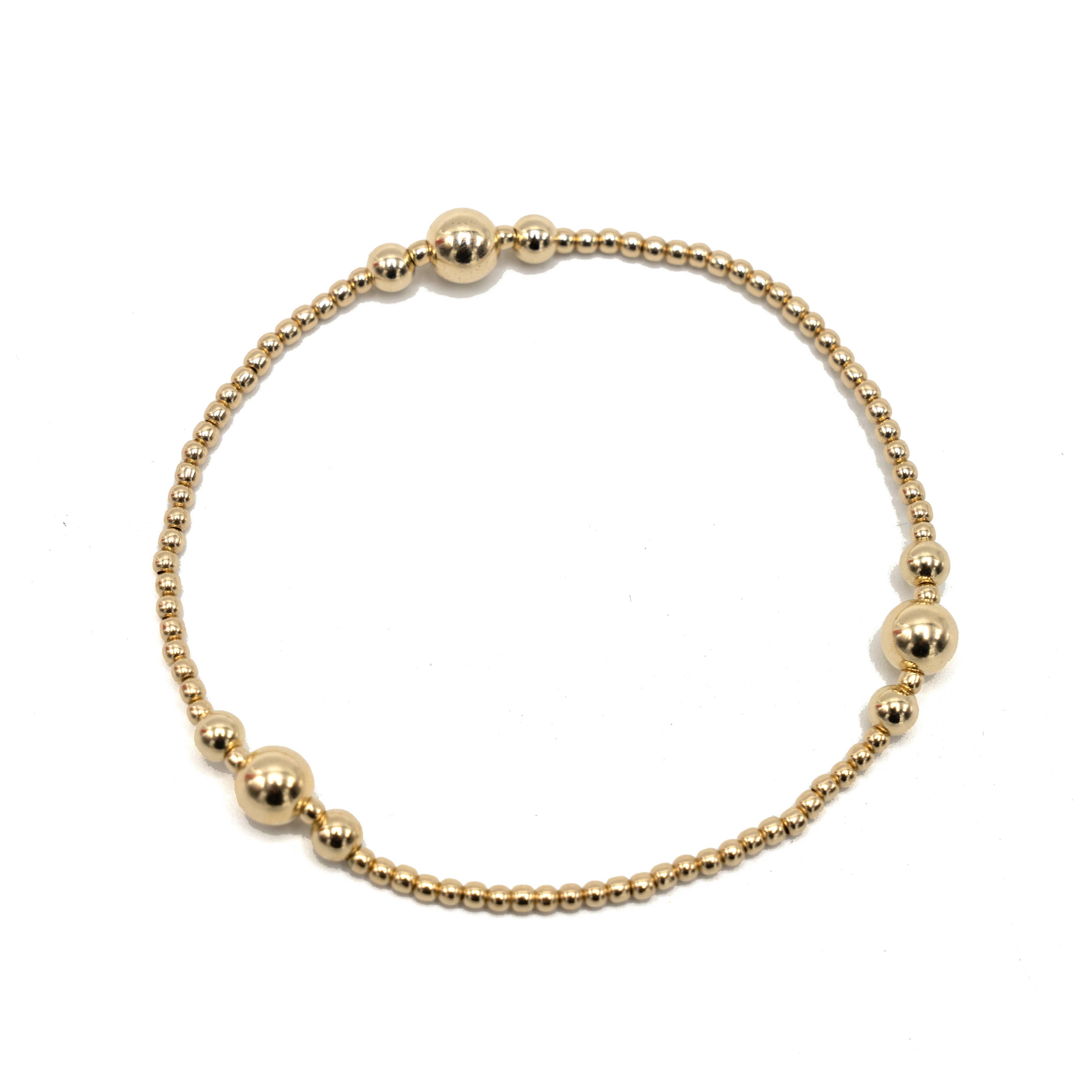 Nantucket 2x6 14K Gold Filled Beaded Bracelet: 7"