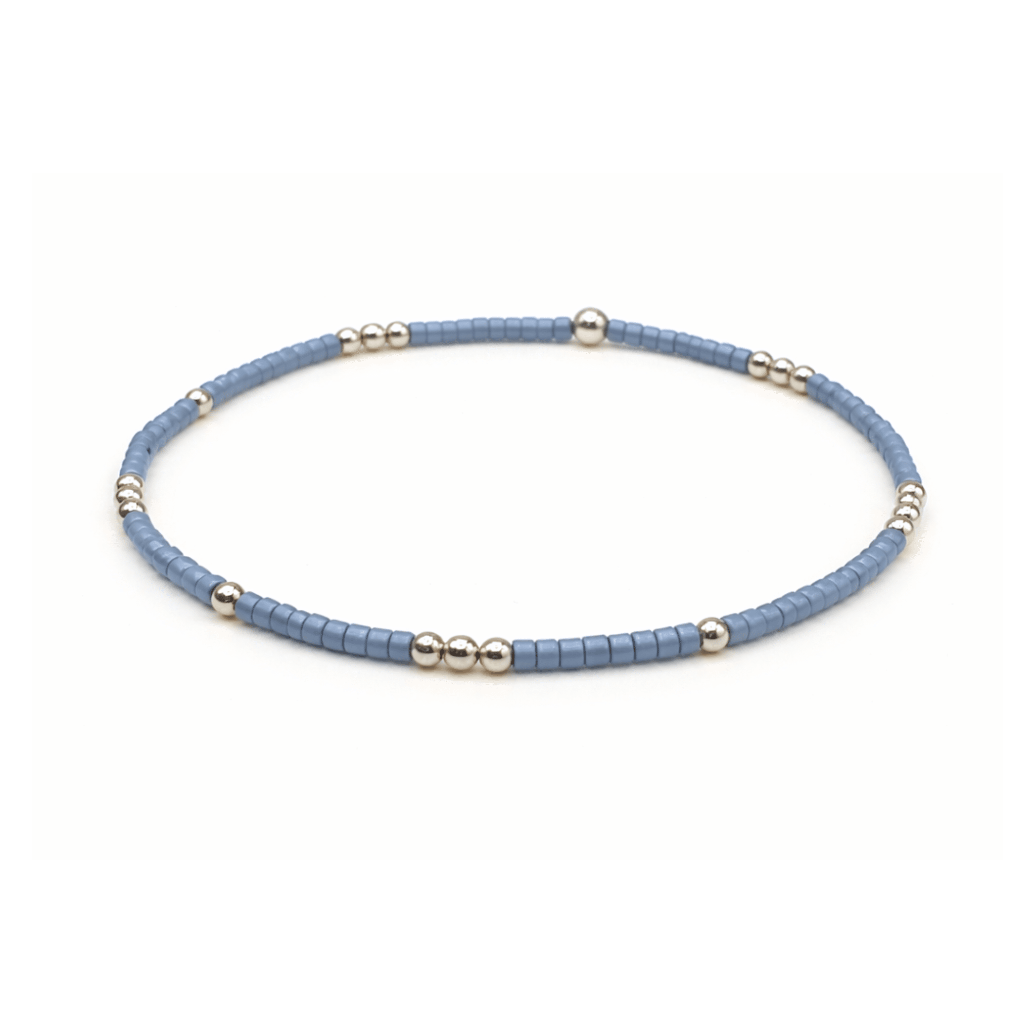 2mm Newport DENIM BLUE + Gold Filled Waterproof Bracelet: 7"
