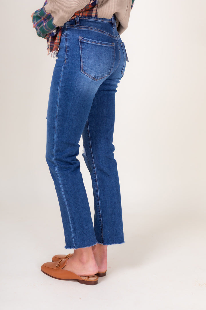 Mid Rise Relaxed Crop Straight Jeans (FINAL SALE)
