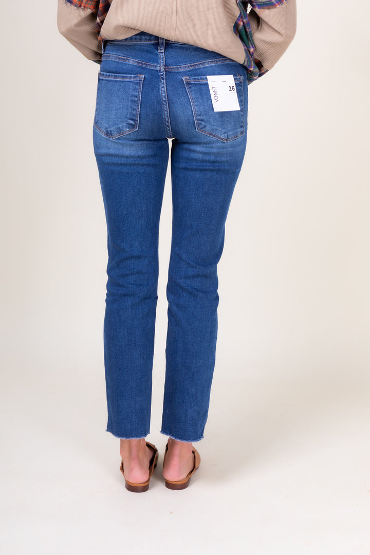 Mid Rise Relaxed Crop Straight Jeans