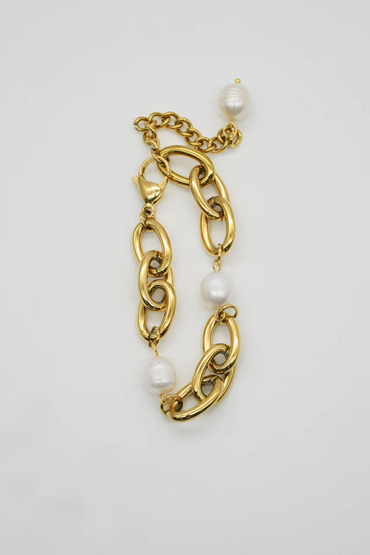 Brenda Grands Chunky Chain Bracelet With Pearls