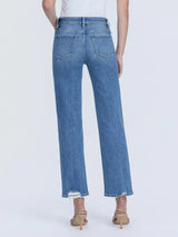 Flying Monkey | High Rise Distressed Back Hem Ankle Straight Jeans
