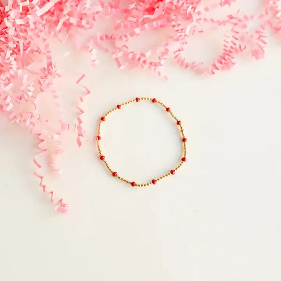 Beaded Blondes | Crimson Red Dainty Poppi Bracelet