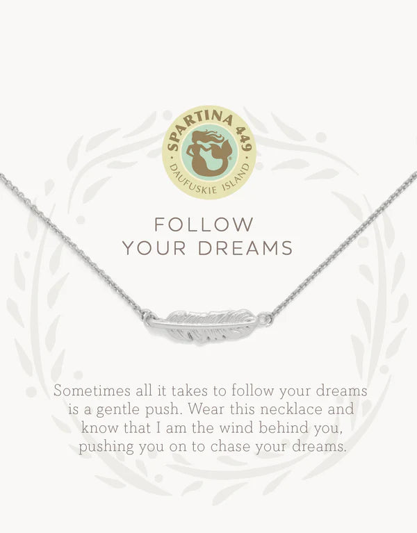 Spartina | Sea La Vie Necklace Follow Your Dreams/Feather - Silver