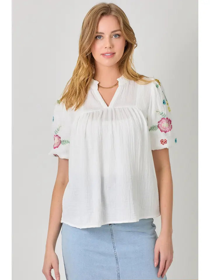 Garden Grace Embroidered Top